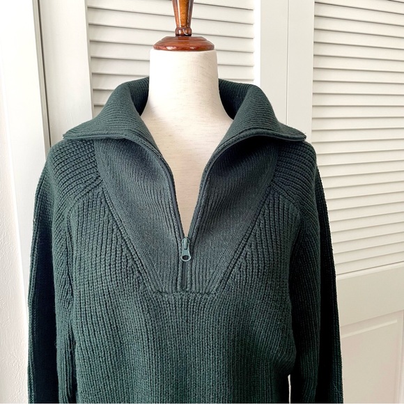 Wayf Nelle Cropped Half Zip Pullover Sweater Thick Ribbed Knit Size L - Picture 4 of 8